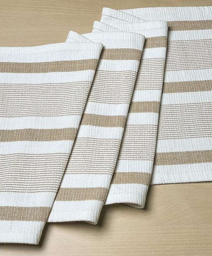 handspun Cotton Ivory & Beige Newport Table Runners, Handwoven Boho Table - Image 5