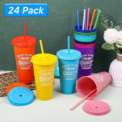 24 Pack Plastic Tumblers with Lids and Straws, Sometime You Forget You Are - Image 3