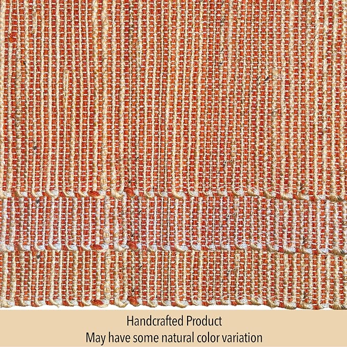 Natural Jute Table Runner, 13x48 Inch, Rust Orange | Vintage Boho Rustic Table - Image 6