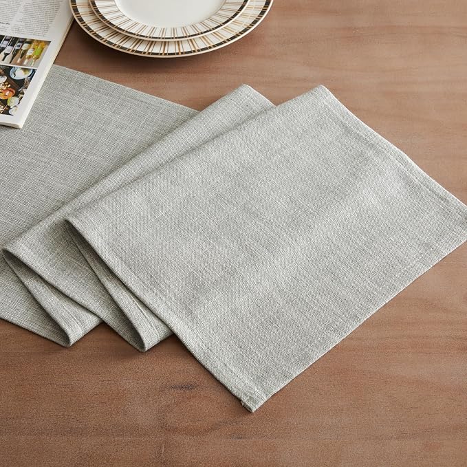 Rustic Cotton Linen Table Runner, 13x90 Inches Light Grey | Farmhouse Style - Image 2