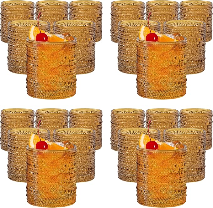 Kate Aspen Beaded Amber Drinking Glasses Set of 6-10 oz Vintage Glassware by KateAspen