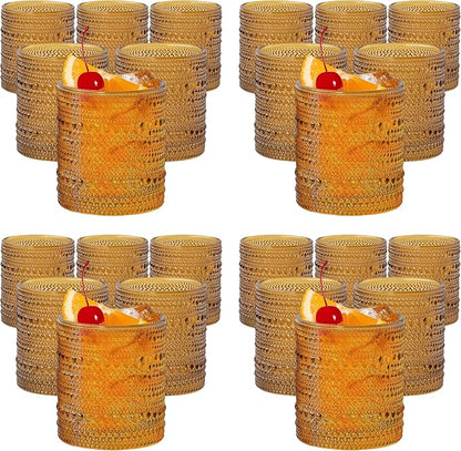 Kate Aspen Beaded Amber Drinking Glasses Set of 6-10 oz Vintage Glassware by KateAspen