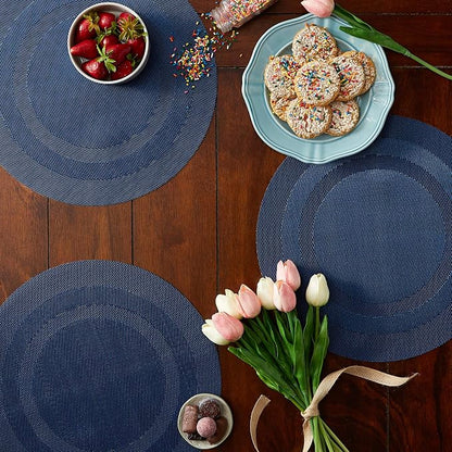 DII PVC Tabletop Collection Woven Indoor/Outdoor, Round Placemat Set, Nautical - Image 2