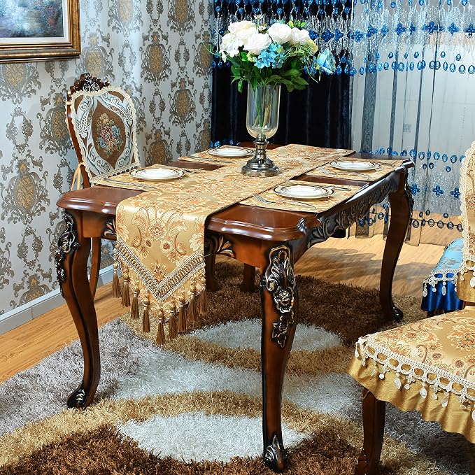 Luxury Velvet Gold Table Runner 79 Inches Long - Image 3