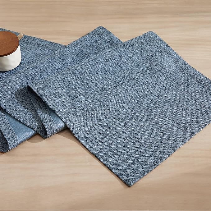 Burlap Style Farmhouse Table Runner, 14x48 Inches Blue | Thick Durable Fabric - Image 7