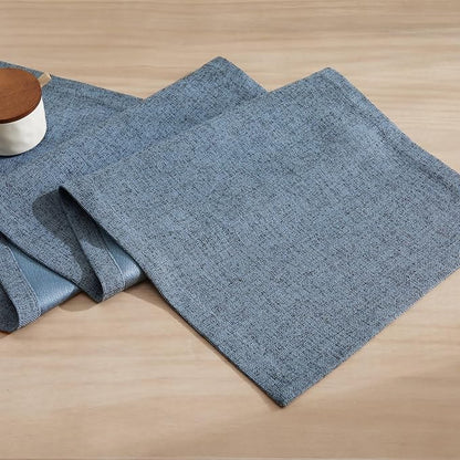 Burlap Style Farmhouse Table Runner, 14x90 Inches Blue | Thick Durable Fabric - Image 7