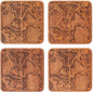 Hong Kong Map Coaster by O3 Design Studio, Set Of 4, Sapele Wooden Coaster With City Map, Handmade
