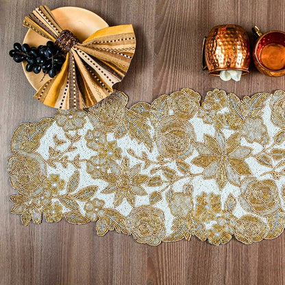 Beaded Table Runner Decore 36 inches Long Christmas Snowflake Coastal Shell - Image 3