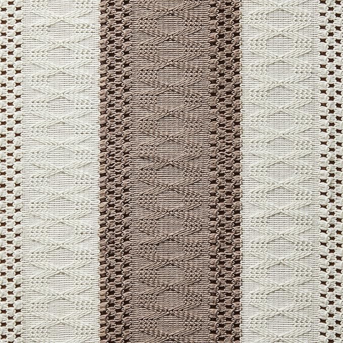 Macrame Style Bicolor Stitching Table Runner 14x72in Cocoa Brown | Woven Boho - Image 6