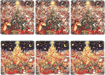 Christmas Coasters Square Leather Drinks Coaster Set - Image 2