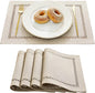 Farmhouse Burlap Place Mats, Coffee Placemats Set of 4, 12 x 18 Inch | Double by Aoztio