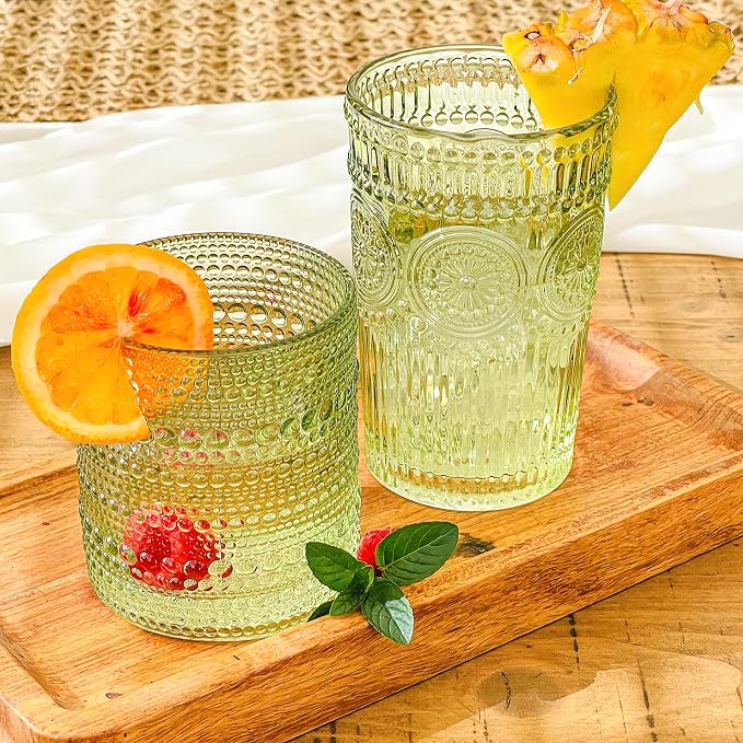 Kate Aspen Sage Green Hobnail Beaded Drinking Glasses Set of 6-10 oz Vintage - Image 7