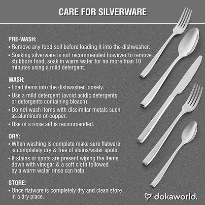 Modern Design Polished Flatware, Silverware Set for 8 persons, 40 Piece - Spoons, Forks, and Knives 18/10 Stainless Steel, Dishwasher Safe