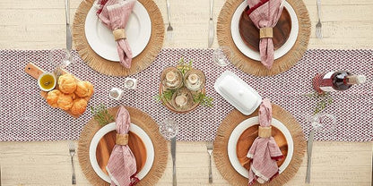DII Woven Basics Collection 100% Cotton Knit Table Runner, Tango Red - Image 5
