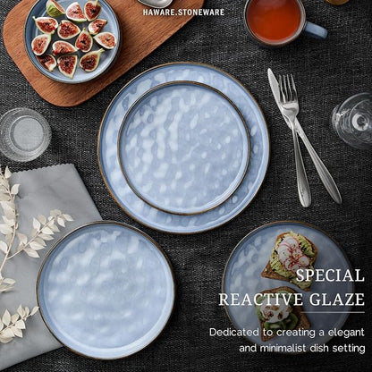 HaWare Dinnerware Sets, 6-Piece Plates and Bowls Set, Stoneware Dish Set - Image 3