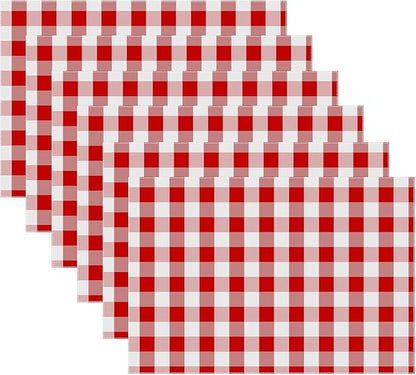 Urban VillaPlacemats for Dining Table 100% Cotton Placemats 14''x20'' Over Sized Tablemats Set of 6Placemats Red/White Buffalo Check Tablemats for Family Dinners Wedding PartiesPlacemats