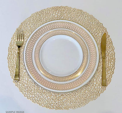 " OCCASIONS " 240 Plates Pack,(120 Guests) Premium Premium Wedding Party Disposable Plastic Plates Set -120 x 10'' Dinner + 120 x 7.5'' Salad/Dessert Plate (Venice Blush and Gold)