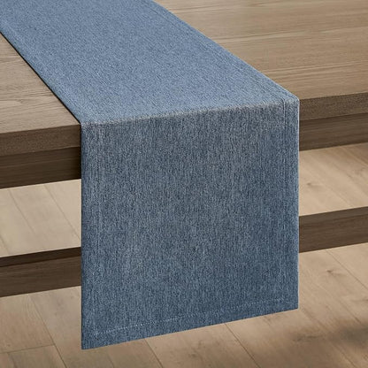 Basic Linen Style Table Runner, 14x90 Inch Navy Blue | Mitered Corner Design - Image 7