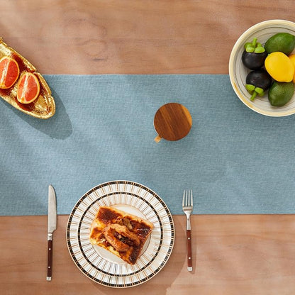 Rustic Cotton Linen Table Runner, 13x90 Inches River Blue | Farmhouse Style - Image 5