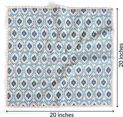 FINGERCRAFT Dinner Cloth Napkin Cotton Linen Blend 4 Pack Mitered Corners with Elegant Lace for Everyday Use Napkins are Pre Shrunk and Good Absorbency (Moroccan, 20in x 20in)