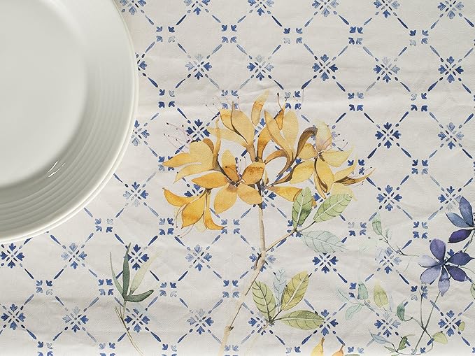 Maison d' Hermine Table Cloth Rectangle Table 100% Cotton 70 x 140 Inches Tablecloth Reusable Decorative for Dining Room Farmhouse Home Valentines Day Decorations Spring Summer - Faience