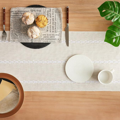 Braided Farmhouse Table Runner, Braided Beige 13x48 Inch, Cotton Linen Table - Image 4