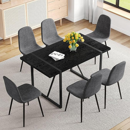 Dining Table Set for 6,Modern Dining Table and Fabric Chairs 6, 7 Piece Kitchen Table and Chairs for Kitchen Dining Room,Apartment