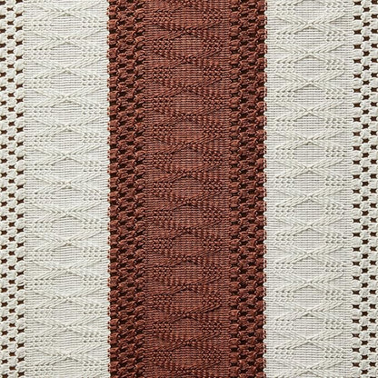 Macrame Style Bicolor Stitching Table Runner 14x108in Terracota | Woven Boho - Image 6