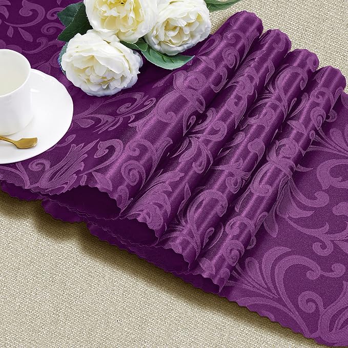 Manyshofu Purple Jacquard Satin Table Runner 12x108 - Image 4