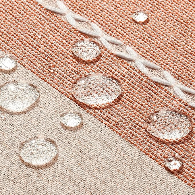 ZeeMart Contrast Linen Table Cloth Rectangle Table Cloths 52x70 Inch Orange, Farmhouse Style Heavy Weight Burnt Orange Fall Tablecloth, Water Resistant Burlap Tablecloths