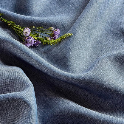 Solino Home Linen Tablecloth 60 x 90 Inch - 100% Pure Linen Blue Denim Table Cloth for Rectangular Tables - Athena, Machine Washable Cloth Tablecloth for Spring, Easter