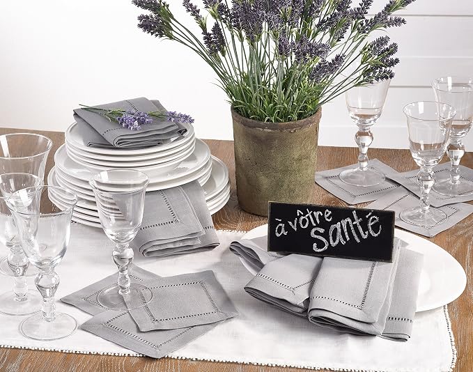SARO LIFESTYLE Hemstitched Border Cocktail Napkin - Image 3