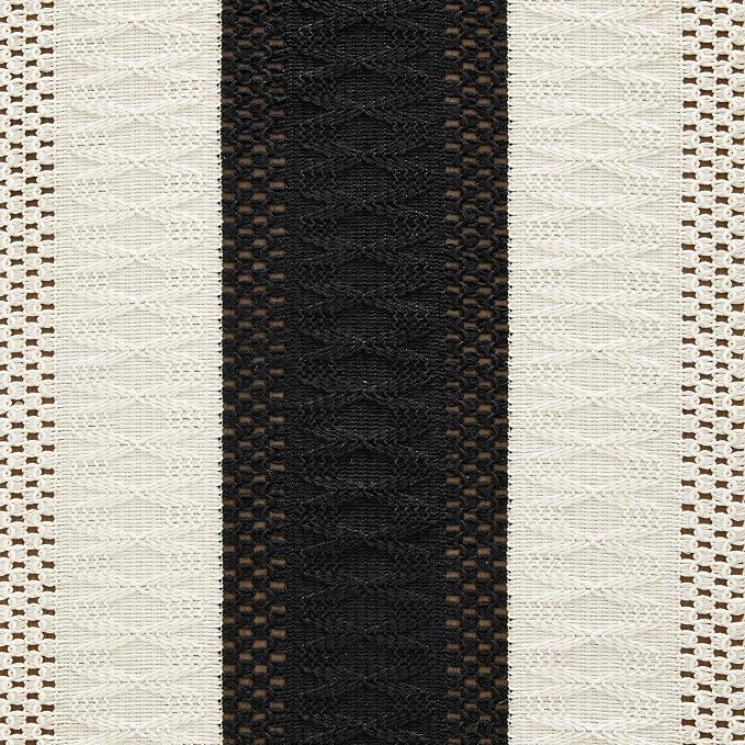 Macrame Style Bicolor Stitching Table Runner 14x72in Black | Woven Boho Table - Image 6
