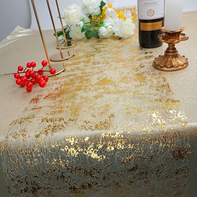 Snowkingdom Glitter Metallic Gold Table Runner 11 Inch x 32 Feet Thin Mesh - Image 4