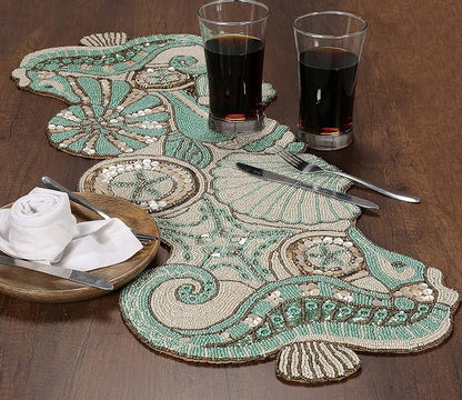 Coastal Beaded Table Runner, glass beads, polyester backing, coastal animal - Image 4