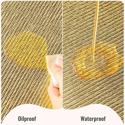 Jovono Faux Leather Placemats Set of 8, Waterproof Washable Table Mats, Easy-Clean Heat Resistant Kitchen Vinyl Place Mat for Dining Table, Wedding, Holidays, Indoor, 17.8"x11.8", Gold