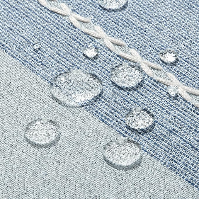 ZeeMart Contrast Linen Round Tablecloth 52 Inch Blue, Farmhouse Style Round Table Cloth Heavy Weight Dusty Blue Tablecloths, Water Resistant Burlap Table Cloths