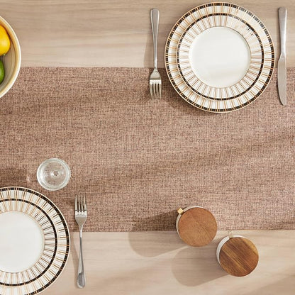 Burlap Style Farmhouse Table Runner, 14x90 Inches Brown | Thick Durable Fabric - Image 4