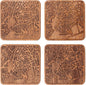 New York Map Coaster by O3 Design Studio, Set Of 4, Sapele Wooden Coaster With City Map, Handmade