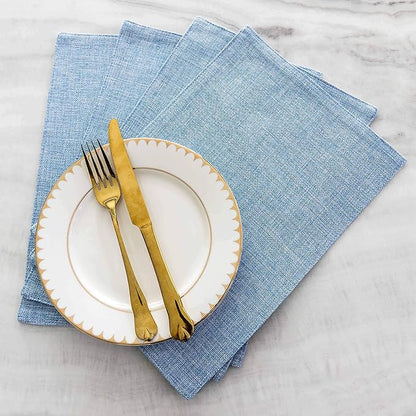 Home Brilliant Placemats Table Mat Set of 6 Heat Resistant Dining Place Mats for Kitchen Restaurant Wedding Holiday Celebration, Blue