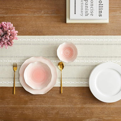 Hemstitched Farmhouse Table Runner, Cotton Linen Table Runners 108 Inches Long - Image 4