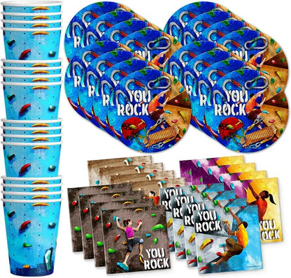 Rock Climbing Party Supplies Set Plates Napkins Cups Tableware Kit by BirthdayGalore