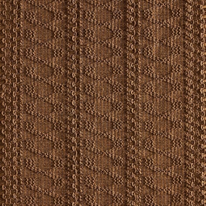 Macrame Style Boho Table Runner, 12x36 Inch Caramel | Woven Boho Table Runner - Image 6