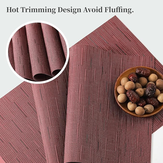Leetaltree Burgundy Placemats Set of 6 - Image 3
