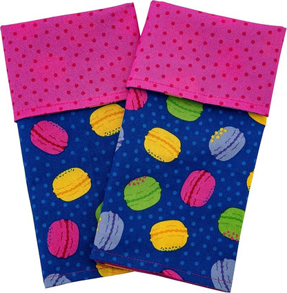 Funkins Reusable Cloth Placemats for Kids & Lunch Boxes | Reusable, Eco-Friendly | 15"x13", 2-ply, Thick, Absorbent, Machine Washable | Set of 2 Placemats (Macarons)