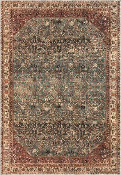 Keen Home Design 9x12 Rug - Machine Washable Area Rug with Non-Slip Backing, Ideal for Living Room, Dining Room, Bedroom - Vintage, Easy Clean, Durable, Low Pile Rug - (9' x 12')