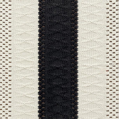 Macrame Style Bicolor Stitching Table Runner, 12 x 108 Inch Black/Ivory - Image 6