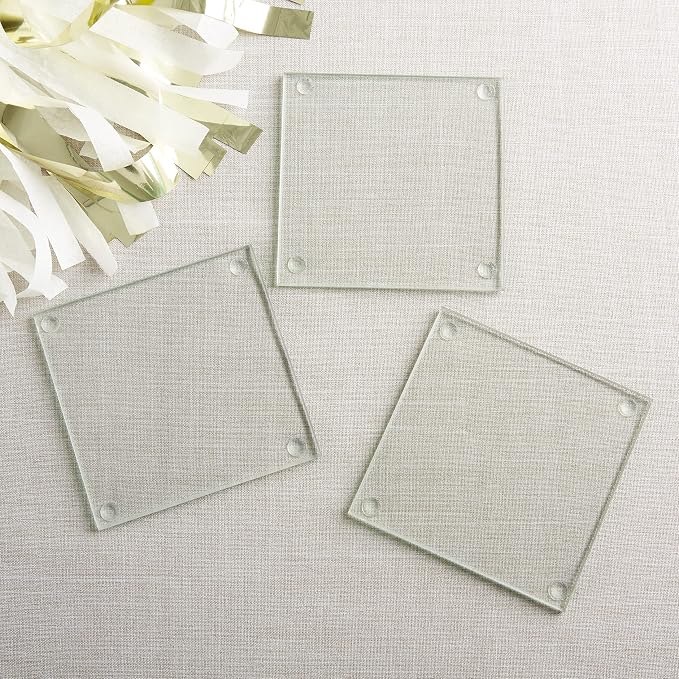 Kate Aspen Clear Glass Drink Coasters Set of 12 - Image 4