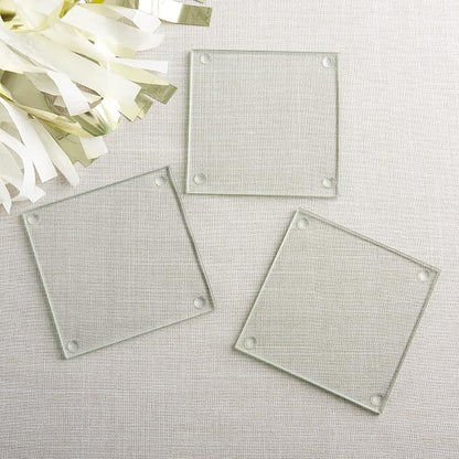 Kate Aspen Clear Glass Drink Coasters Set of 12 - Image 4