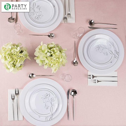 PARTY BARGAINS 13-Inch Charger Plates - 96 Pack, White, Heavy-Duty Disposable Chargers for Elegant Dining - Ideal for Weddings and Formal Events